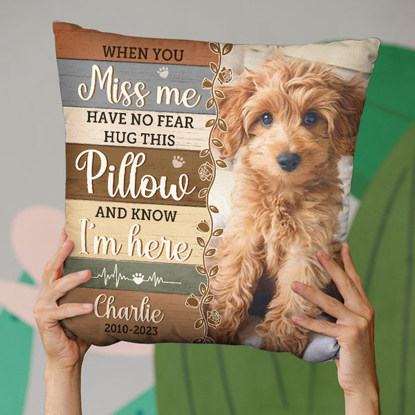 Custom Photo Just Hug This Pillow And Feel Me Here - Memorial Personal -  Pawfect House