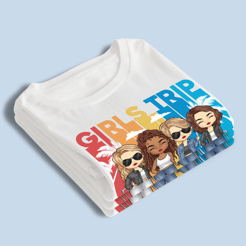 Let's Go With Us - Bestie Personalized Custom Unisex T-shirt - Summer Vacation, Gift For Bestie, BFF, Sisters