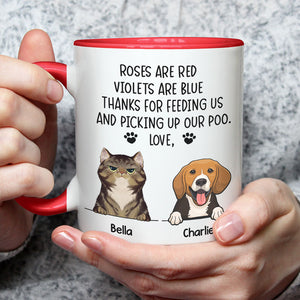 Thanks For Always Feeding Me - Dog & Cat Personalized Custom Accent Mug - Christmas Gift For Pet Owners, Pet Lovers