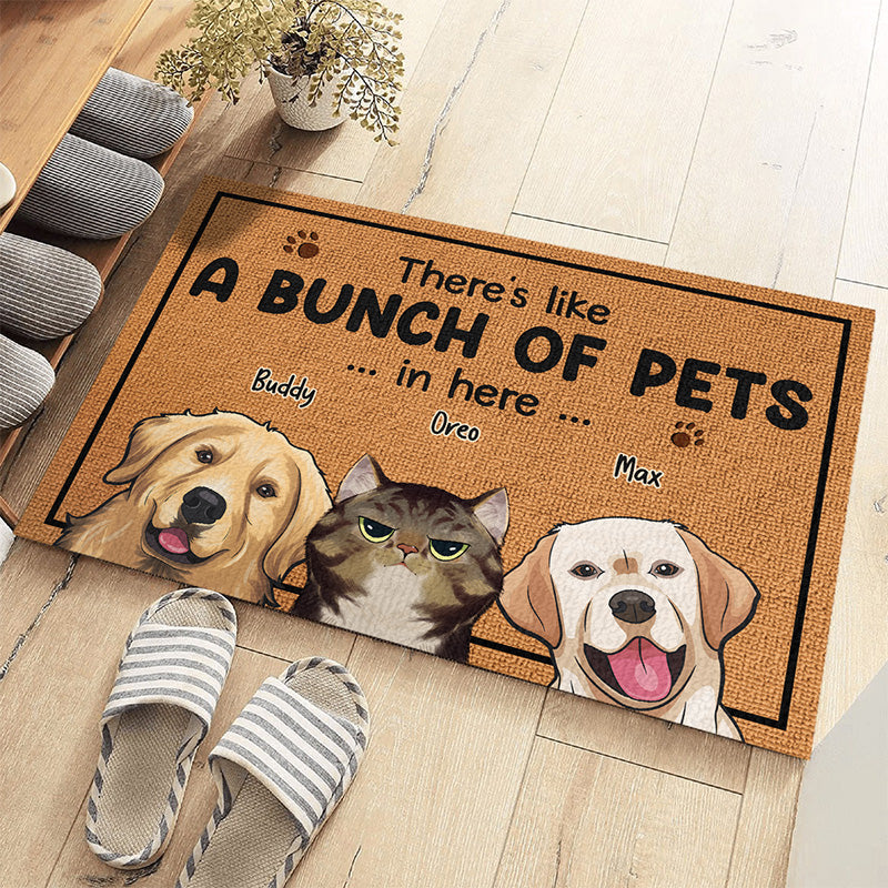 There's Like A Bunch Of Pets In Here - Dog & Cat Personalized Custom Decorative Mat - Gift For Pet Owners, Pet Lovers