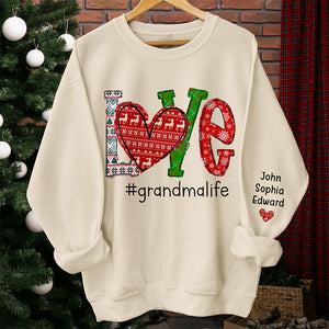 The Perfect Grandma - Family Personalized Custom Unisex Sweatshirt With Design On Sleeve - Christmas Gift For Mom, Grandma