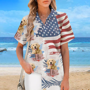 Custom Photo Summer Is A State Of Mind - Dog & Cat Personalized Custom Unisex Patriotic Tropical Hawaiian Aloha Shirt - Independence Day, 4th Of July, Summer Vacation Gift, Gift For Pet Owners, Pet Lovers