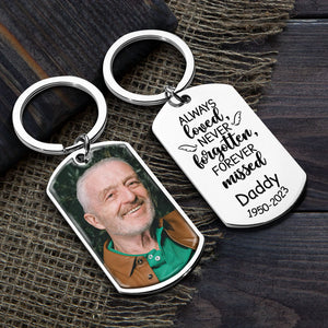 Custom Photo Always Loved Forever Missed - Memorial Personalized Custom Keychain - Sympathy Gift For Family Members