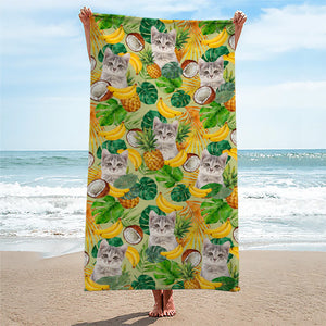 Custom Photo Island Time All The Time - Dog & Cat Personalized Custom Beach Towel - Summer Vacation Gift, Birthday Pool Party Gift For Pet Owners, Pet Lovers