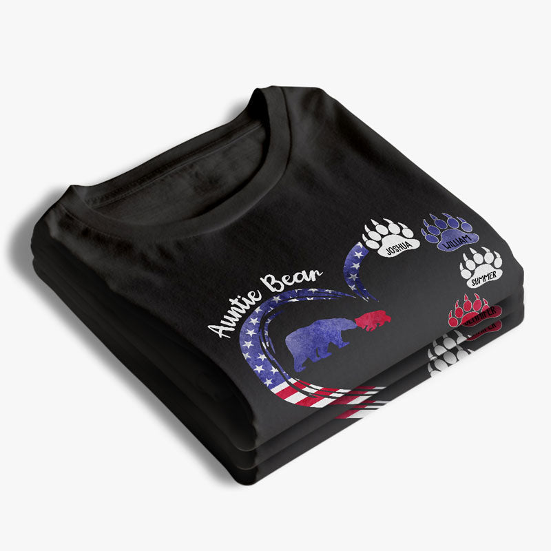 Mama Bear Patriotic Heart - Gift For 4th Of July - Personalized Unisex T-Shirt