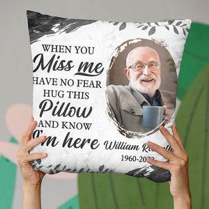 Custom Photo Hug This And Know I'm Here - Memorial Personalized Custom Pillow - Sympathy Gift For Family Members