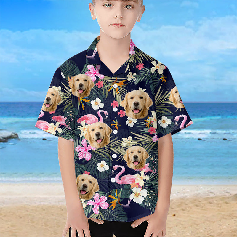 Custom Photo Kid Summer Time - Dog & Cat Personalized Custom Unisex Tropical Hawaiian Aloha Shirt - Summer Vacation Gift, Birthday Gift For Kids, Pet Owners, Pet Lovers