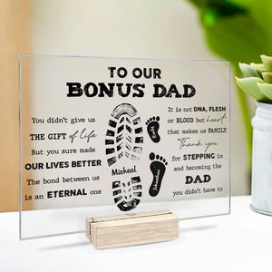 Thank You For Stepping In And Becoming Our Dad - Family Personalized Custom Acrylic Plaque - Father's Day, Birthday Gift For Dad