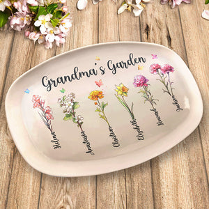 Grandma's Lovely Garden - Family Personalized Custom Platter - Gift For Grandma