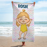 Salt Water Heals Everything - Family Personalized Custom Beach Towel - Summer Vacation Gift, Birthday Pool Party Gift For Family Members