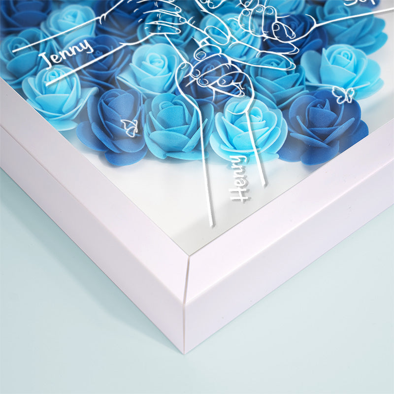 All Happy Families Resemble One Another - Family Personalized Custom Flower Shadow Box - Mother's Day, Gift For Mom, Grandma