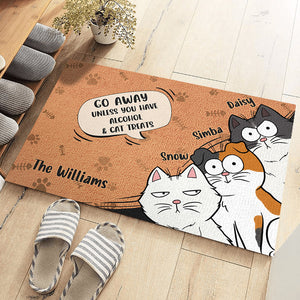 Go Away Unless You Have Wine & Cat Treats - Cat Personalized Custom Decorative Mat - Gift For Pet Owners, Pet Lovers