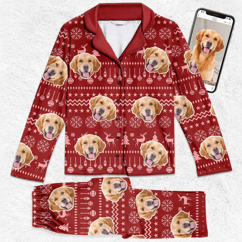 Custom Photo Have A Pawesome Christmas - Dog & Cat Personalized Custom Face Photo Pajamas - Christmas Gift For Pet Owners, Pet Lovers