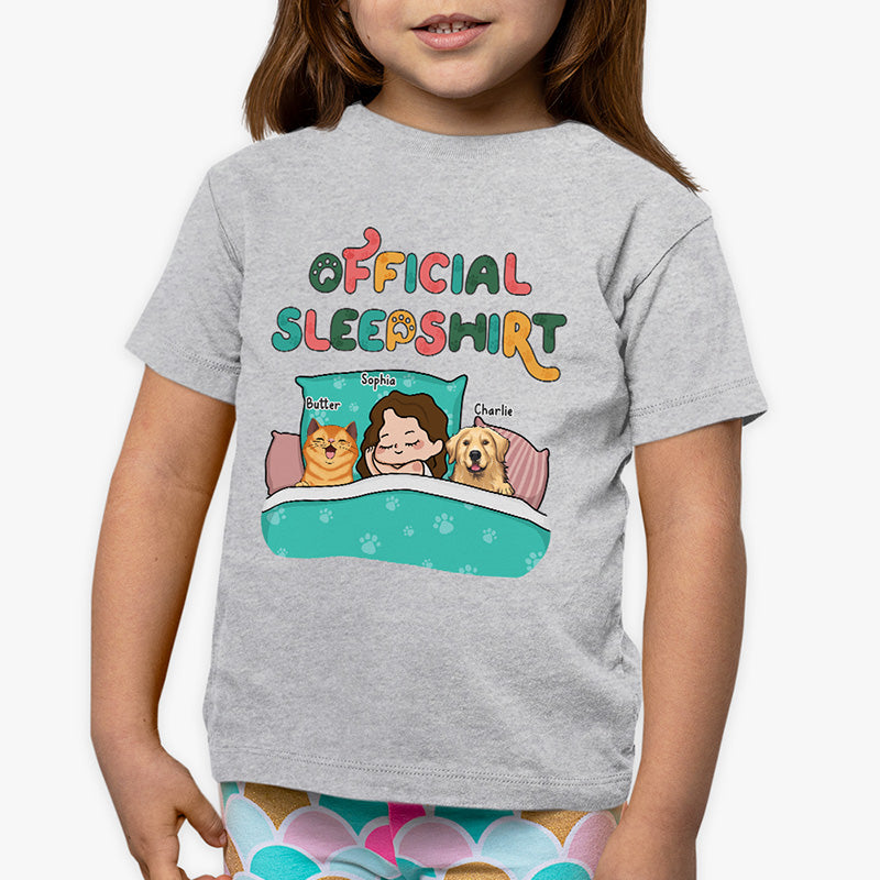 Kid & Pets Official Sleepshirt - Dog & Cat Personalized Custom Kid T-shirt - Gift For Kid, Pet Owners, Pet Lovers