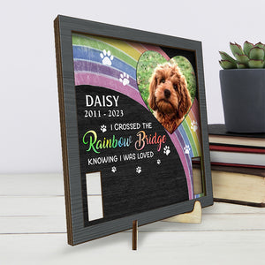 Custom Photo I Wish The Rainbow Bridge Had Visiting Hours - Memorial Personalized Custom Pet Loss Sign, Collar Frame With Stand - Sympathy Gift, Gift For Pet Owners, Pet Lovers