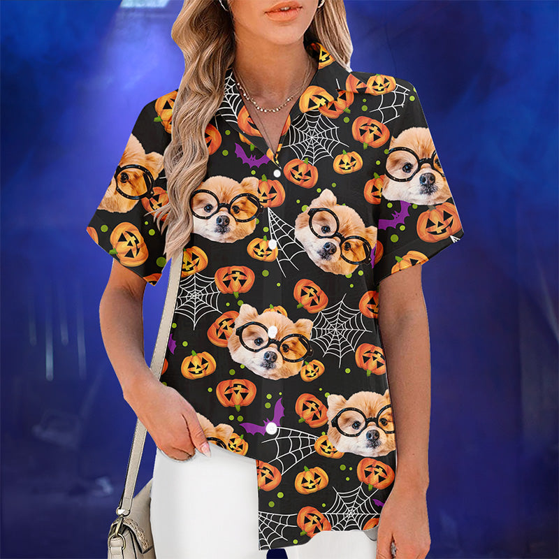 Custom Photo I Scream You Scream We All Scream - Family Personalized Custom Unisex Tropical Hawaiian Aloha Shirt - Halloween Gift For Family Members, Pet Owners, Pet Lovers