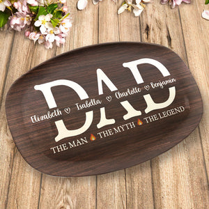 Dad The Man The Grill The Legend - Family Personalized Custom Platter - Father's Day, Birthday Gift For Dad