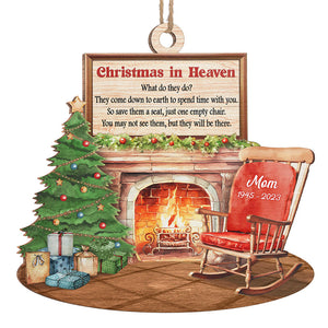 Christmas In Heaven - Memorial Personalized Custom Ornament - Wood Unique Shaped - Christmas Gift, Sympathy Gift For Family Members