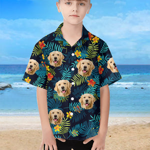 Custom Photo Kid Tropical Vibes Only - Dog & Cat Personalized Custom Unisex Tropical Hawaiian Aloha Shirt - Summer Vacation Gift, Birthday Gift For Kids, Pet Owners, Pet Lovers