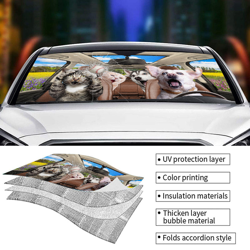 Custom Photo Best Friends Are Ones With Paws - Dog & Cat Personalized Custom Auto Windshield Sunshade, Car Window Protector - Gift For Pet Owners, Pet Lovers
