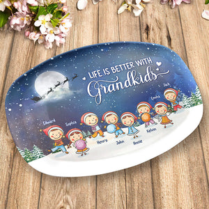Grandkids Make Life More Grand - Family Personalized Custom Platter - Christmas Gift For Grandma