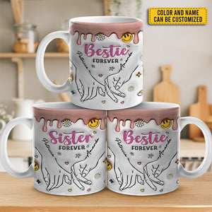 Sisters By Heart - Bestie Personalized Custom 3D Inflated Effect Printed Mug - Gift For Best Friends, BFF, Sisters, Coworkers