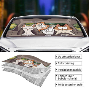 Cat's Trip - Cat Personalized Custom Auto Windshield Sunshade, Car Window Protector - Gift For Pet Owners, Pet Lovers