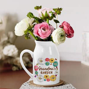 Love Grows In Grandma's Garden - Family Personalized Custom Home Decor Flower Vase - House Warming Gift For Mom, Grandma