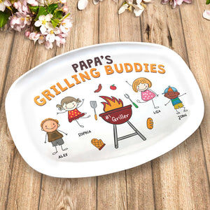 Grilling Buddies - Family Personalized Custom Platter - Father's Day, Birthday Gift For Dad