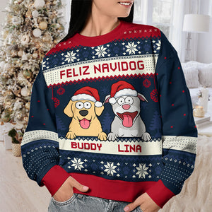 Merry Woofmas - Dog Personalized Custom Ugly Sweatshirt - Unisex Wool Jumper - Christmas Gift For Pet Owners, Pet Lovers