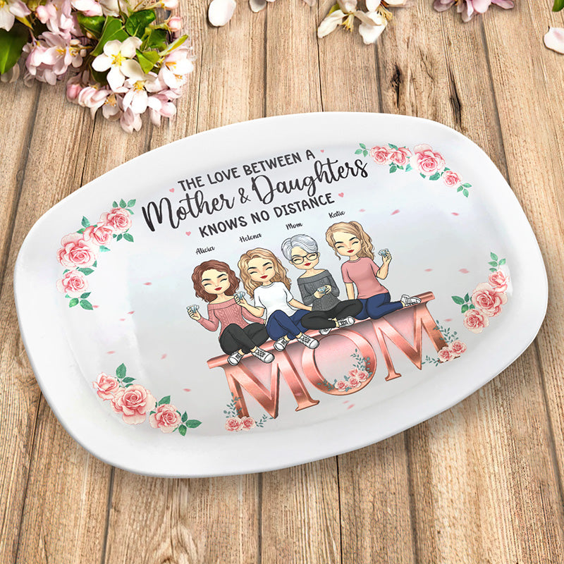 The Love Between Mother & Daughters - Family Personalized Custom Platter - Mother's Day, Birthday Gift For Mom