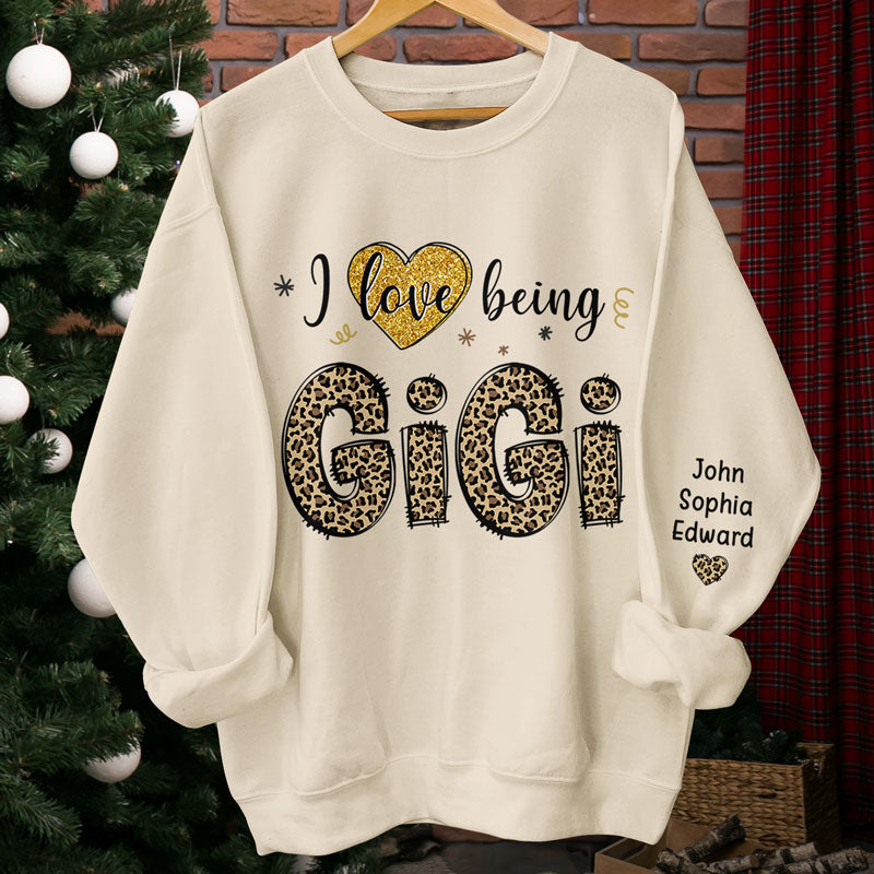 Happiness Is Being A Grandma - Family Personalized Custom Unisex Sweatshirt With Design On Sleeve - Christmas Gift For Mom, Grandma