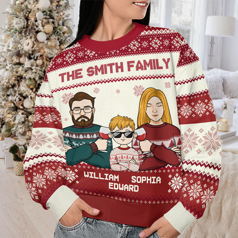 My Favorite Part Of Christmas Is Family - Family Personalized Custom Ugly Sweatshirt - Unisex Wool Jumper - Christmas Gift For Family Members