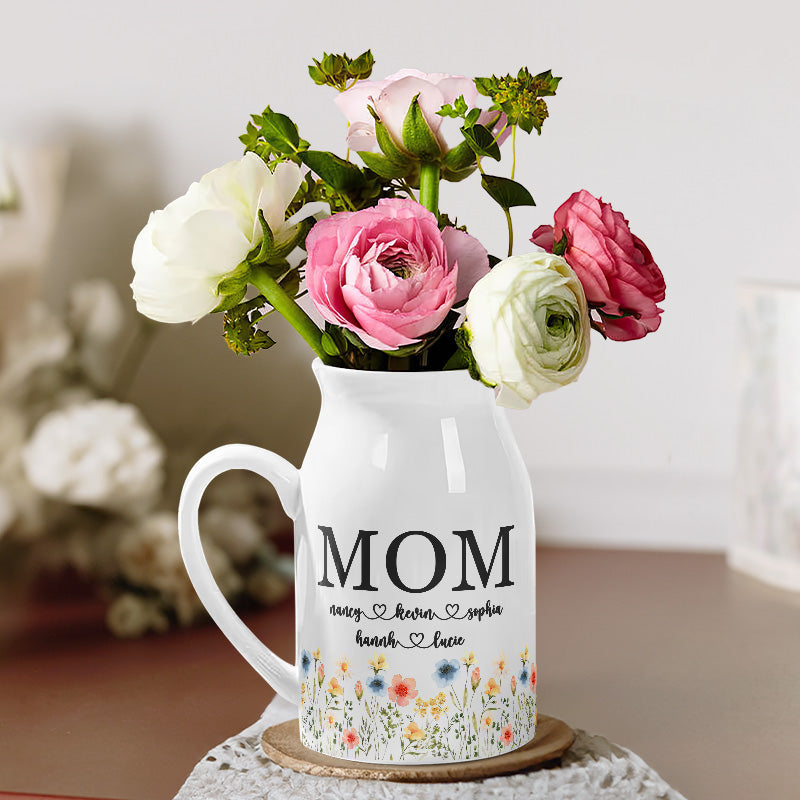 Time Together As A Family Is A Gift - Family Personalized Custom Home Decor Flower Vase - Mother's Day, House Warming Gift For Mom, Grandma