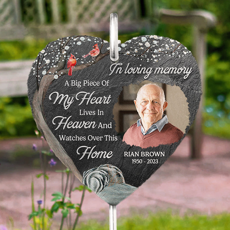 Custom Photo Not A Day Goes By That You're Not Missed - Memorial Personalized Custom Heart Shaped Memorial Garden Slate & Hook - Sympathy Gift For Family Members