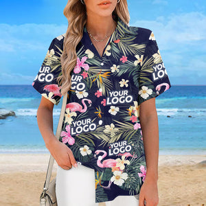 Custom Photo Ocean Breeze - Company Logo Personalized Custom Unisex Tropical Hawaiian Aloha Shirt - Summer Vacation Gift, Gift For Coworker, Team Members