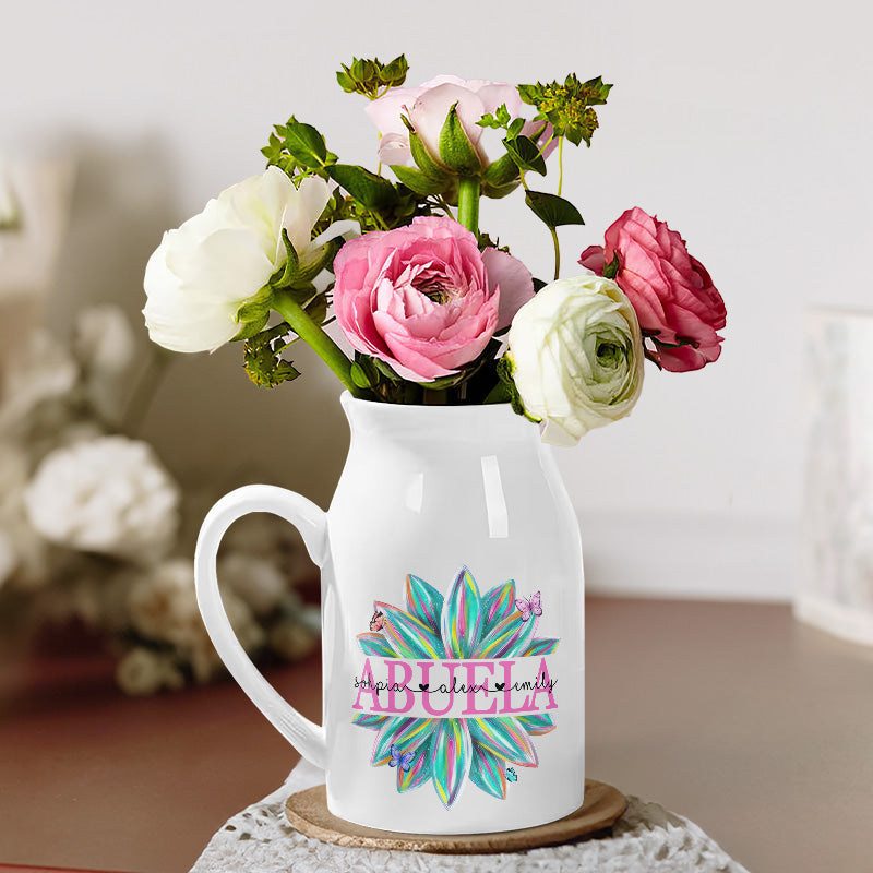 Mommy's Flowers Blossom In Children's Hearts - Family Personalized Custom Home Decor Flower Vase - Mother's Day, House Warming Gift For Mom, Grandma