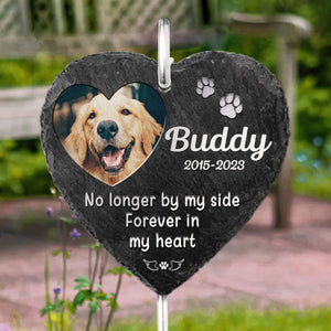 Custom Photo Right Here, Forever In My Heart - Memorial Personalized Memorial Garden Slate & Hook - Sympathy Gift, Gift For Pet Owners, Pet Lovers