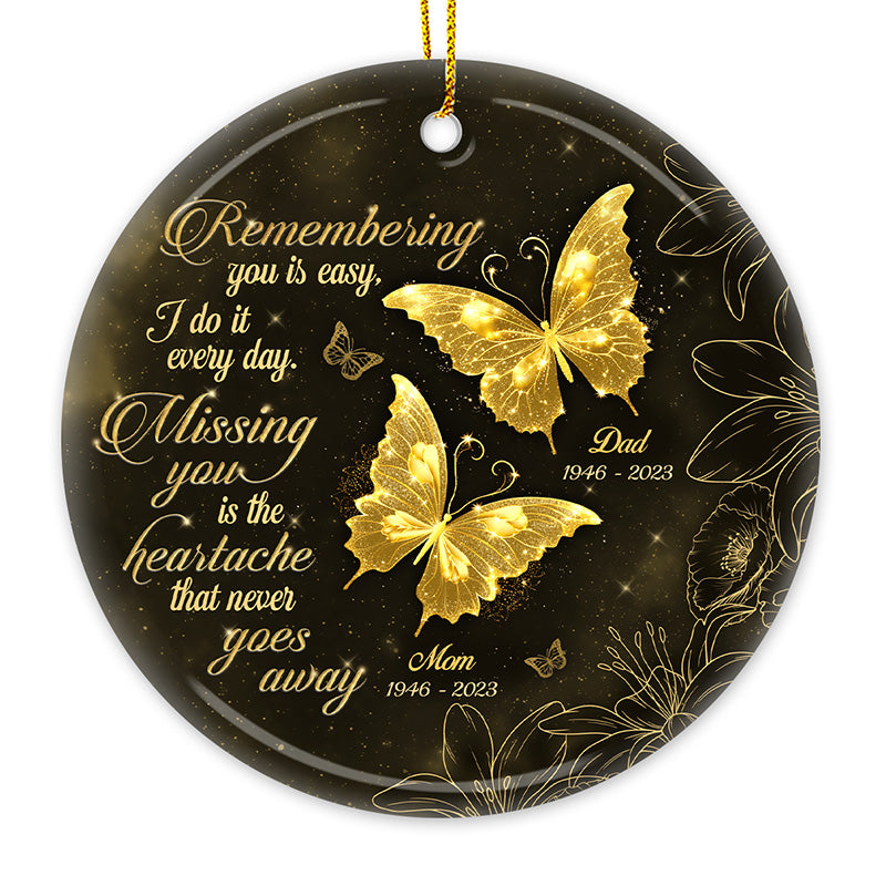 Not A Day Goes By That You Are Not Missed - Memorial Personalized Custom Ornament - Ceramic Round Shaped - Sympathy Gift For Family Members