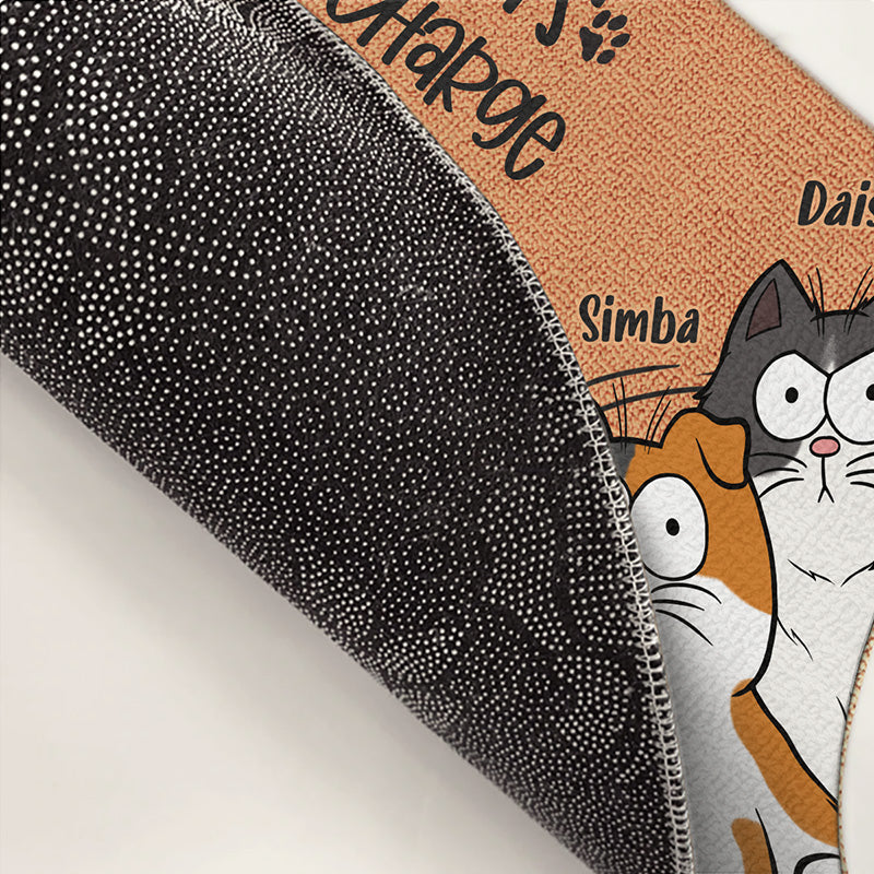 The Cat Is In Charge We Just Live Here - Cat Personalized Custom Decorative Mat - Gift For Pet Owners, Pet Lovers