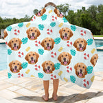 Custom Photo Happiness Comes In Waves - Family Personalized Custom Kid Hooded Beach Towel - Gift For Kids, Family Members