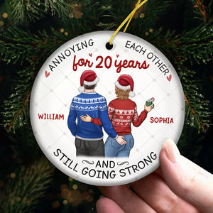 Congratulations To My Man For Having Me - Couple Personalized Custom Ornament - Ceramic Round Shaped - Christmas Gift For Husband Wife, Anniversary