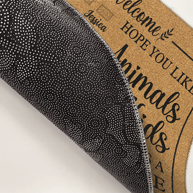 Hope You Like Animals & Kids Because It's A Zoo Inside - Couple Personalized Custom Decorative Mat - Gift For Husband Wife, Anniversary