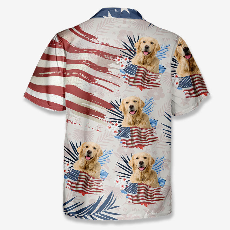 Golden Retriever 4th July Patriotic American Flag Short-Sleeve Unisex  T-Shirt