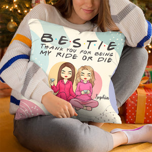 Merci d'être mon compagnon ou ma mort - Coussin personnalisé Bestie - Cadeau pour meilleures amies, meilleures amies, sœurs