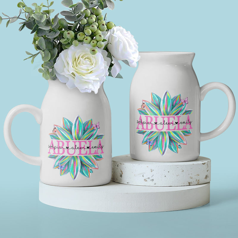 Mommy's Flowers Blossom In Children's Hearts - Family Personalized Custom Home Decor Flower Vase - Mother's Day, House Warming Gift For Mom, Grandma