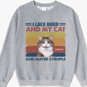 Custom Photo I Like Beer And My Cats - Cat Personalized Custom Unisex T-shirt, Hoodie, Sweatshirt - Summer Vacation, Gift For Pet Owners, Pet Lovers