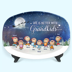 Grandkids Make Life More Grand - Family Personalized Custom Platter - Christmas Gift For Grandma
