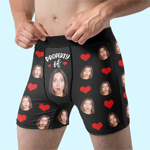 Custom Photo This Cock Belongs To Me - Funny Personalized Custom Boxer Briefs, Men's Boxers - Birthday Gift For Boyfriend, Husband, Anniversary