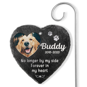 Custom Photo Right Here, Forever In My Heart - Memorial Personalized Memorial Garden Slate & Hook - Sympathy Gift, Gift For Pet Owners, Pet Lovers